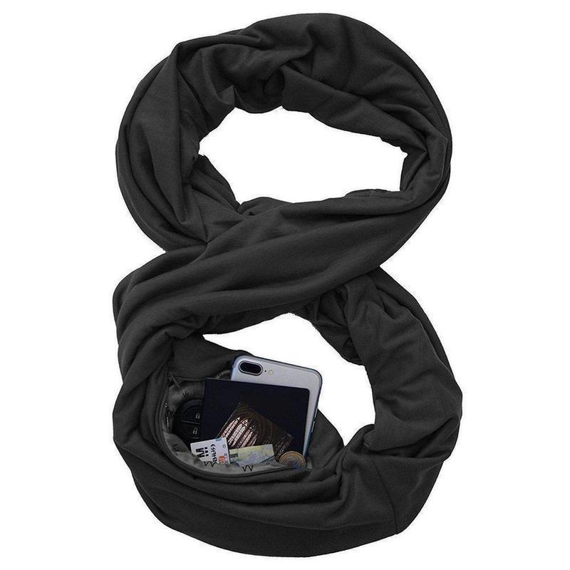Model wearing an infinity scarf, showcasing its versatile and cozy design.
