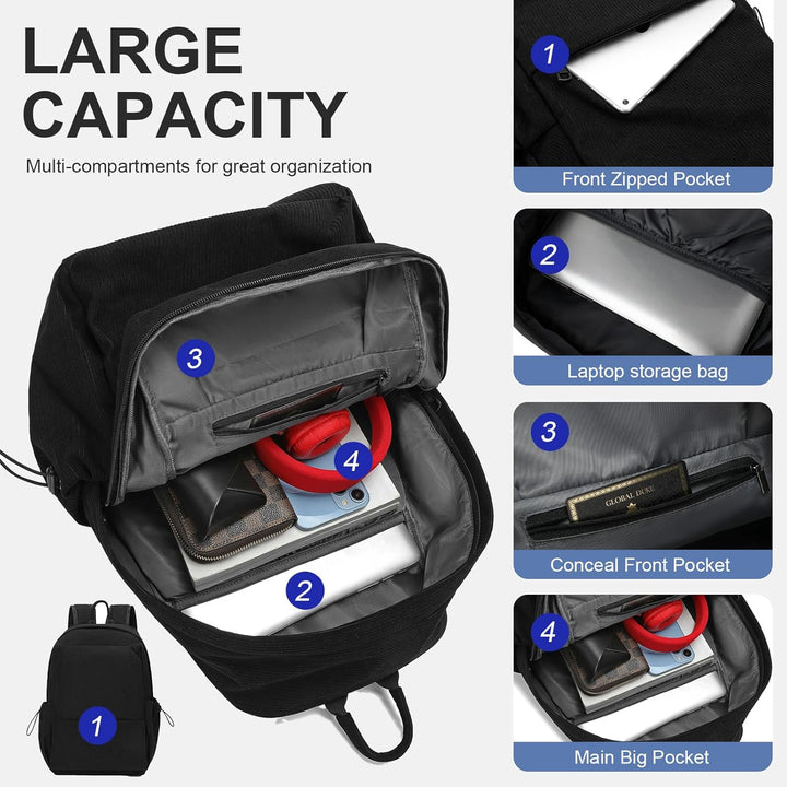 Water-resistant everyday carry bag, lightweight, 15.6" laptop backpack, unisex design.