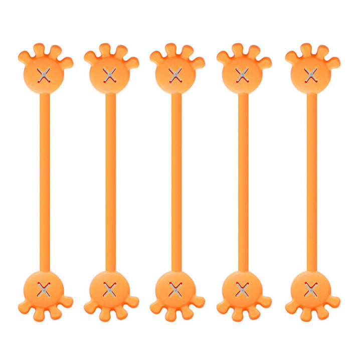 Unisex magnetic silicone cable organizer clips package, indicating 5 pieces in assorted vibrant colors.