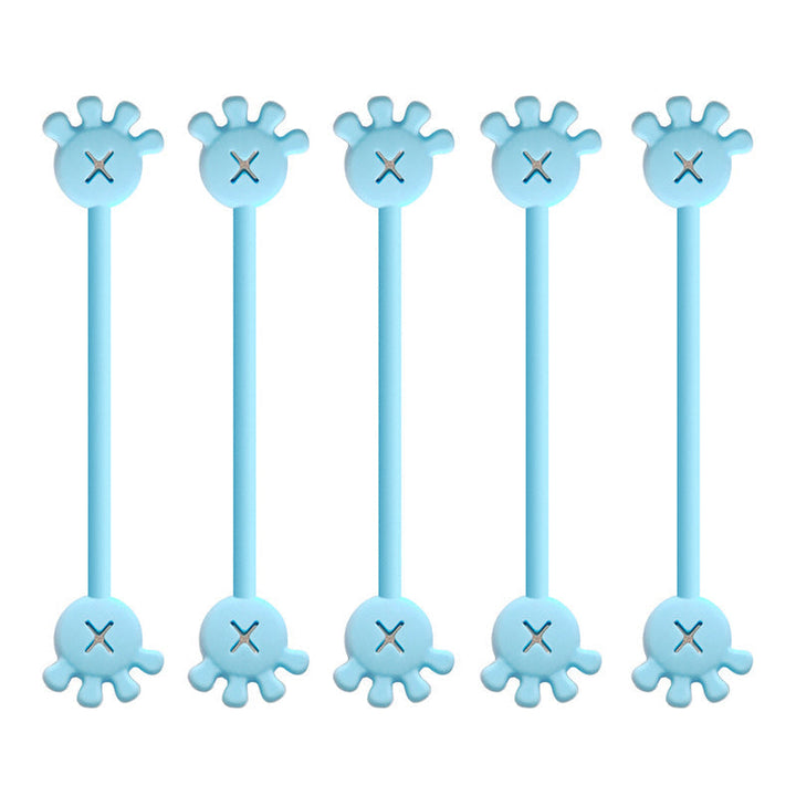 Unisex magnetic silicone cable organizer clip in aqua blue, keeping earbud cords tangle-free.