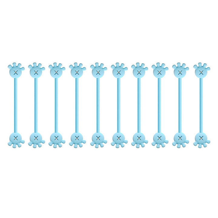 Array of magnetic silicone cable organizer clips, showcasing their versatility for various cable sizes.