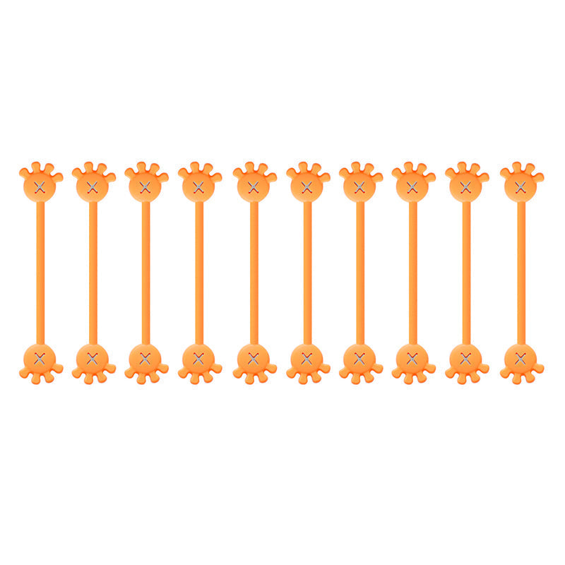 Unisex magnetic silicone cable organizer clip in a vibrant coral-red, a stylish desk accessory.