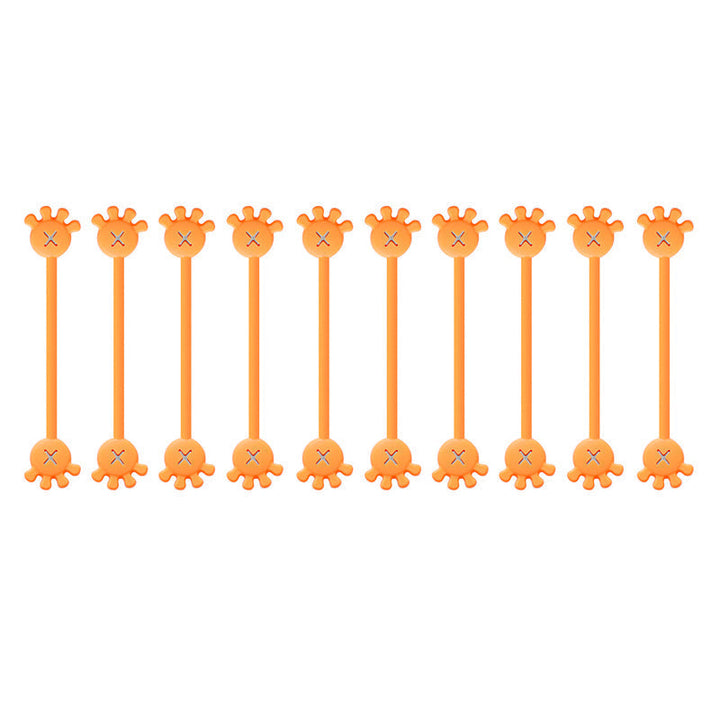 Unisex magnetic silicone cable organizer clip in a vibrant coral-red, a stylish desk accessory.