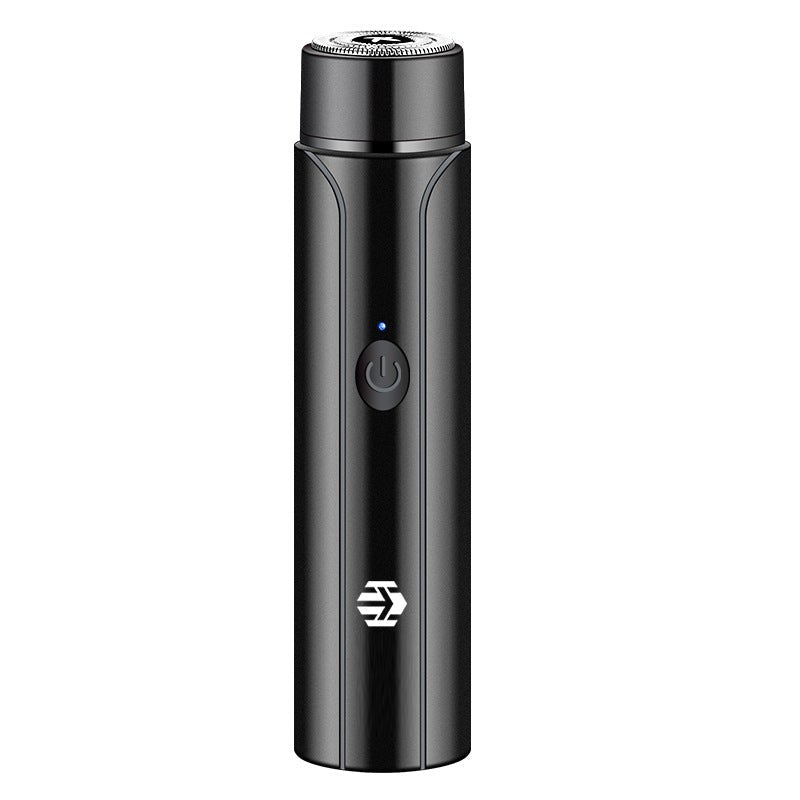 Mini electric shaver, highlighting its durable build and unisex appeal for grooming