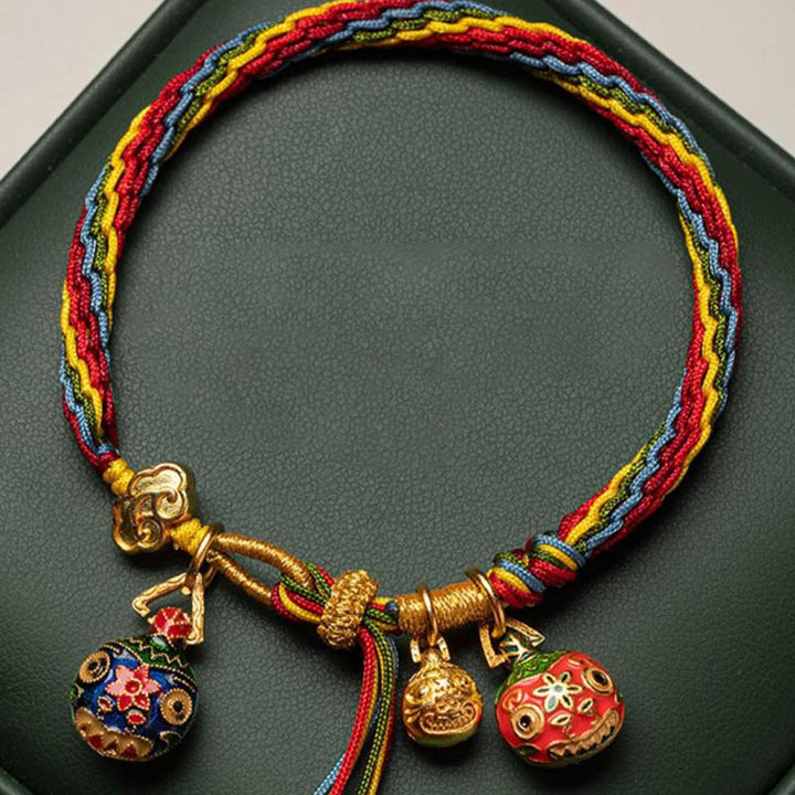 Close-up on the adjustable knot of the Unisex Mythical Reincarnation Cord Bracelet, practical