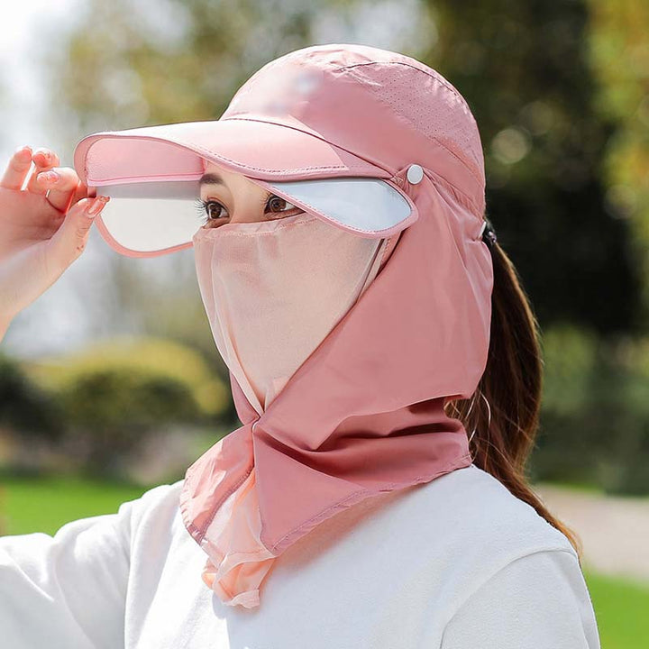 Fishing hat with an integrated neck flap, highlighting its comprehensive sun protection design