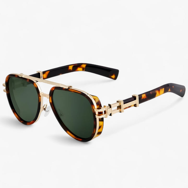 Round frame oversized steampunk sunglasses, polarized, unisex, UV400 protection.