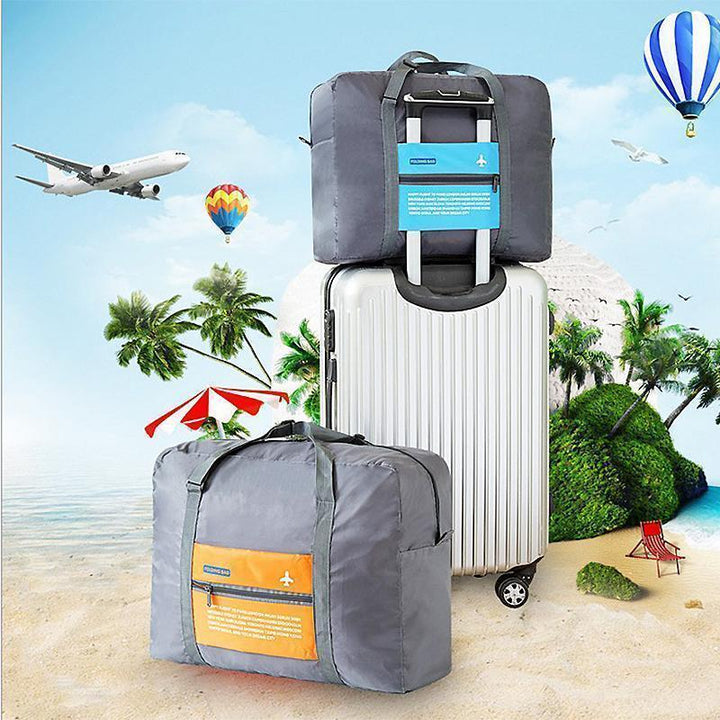 Unisex packable travel duffel bag, lightweight and waterproof, folded for compact storage