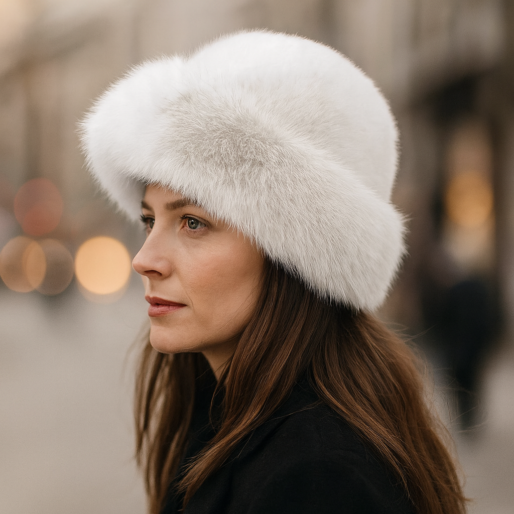 Soft faux fur winter hat in black, a plush unisex accessory for ultimate warmth