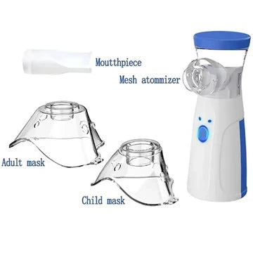 Compact, silent portable mesh nebulizer, fine mist delivery for adult & kid respiratory therapy and asthma.