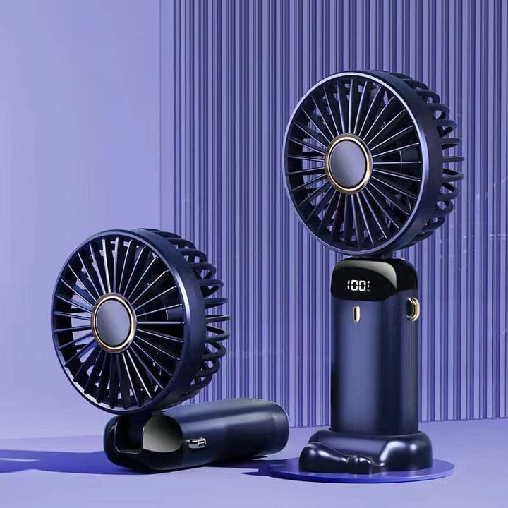 Summer essential: rechargeable handheld fan providing cool air on a hot day