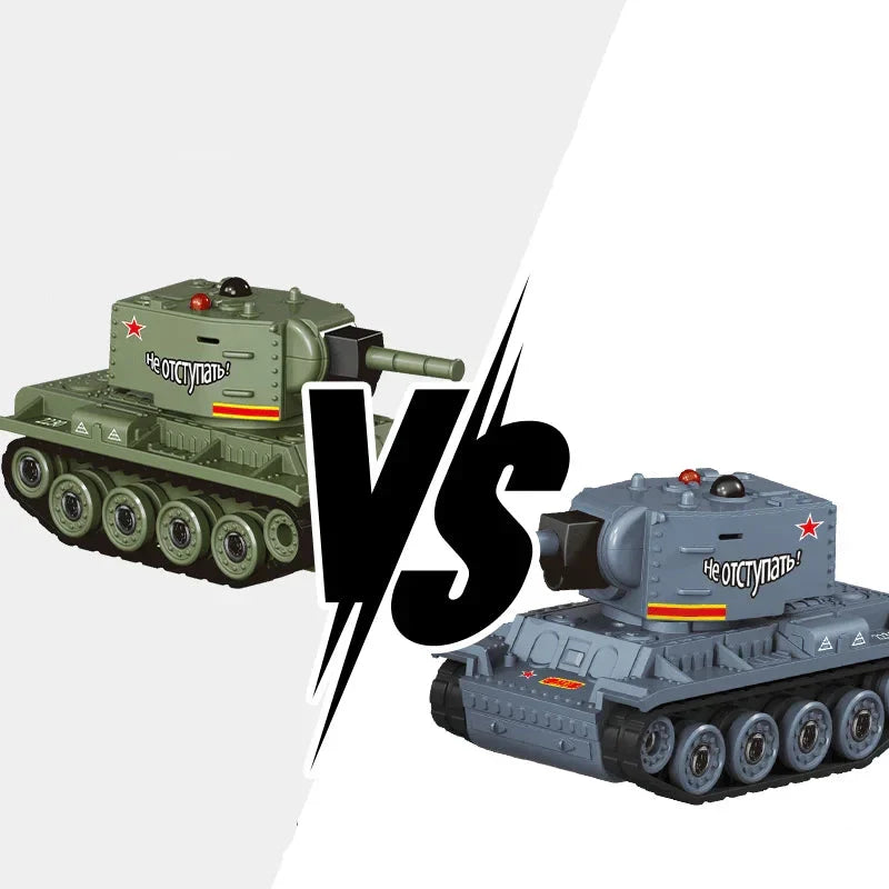 Close-up of a TrakBotix RC Infrared Battle Tank, a thrilling remote control combat toy for tabletop fun.
