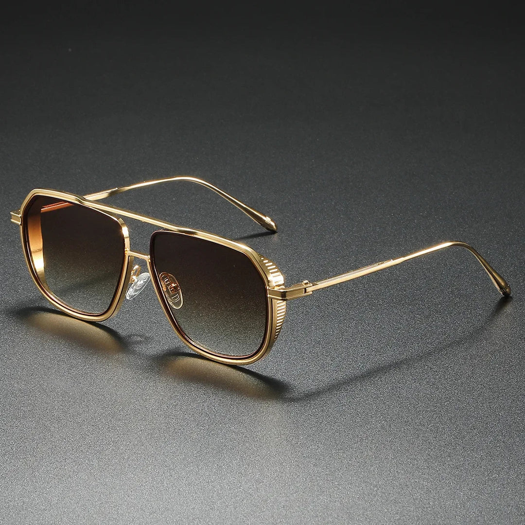 Set of unisex rectangular eyewear with a sleek metal frame and mirrored lenses, a cool fashion accessory