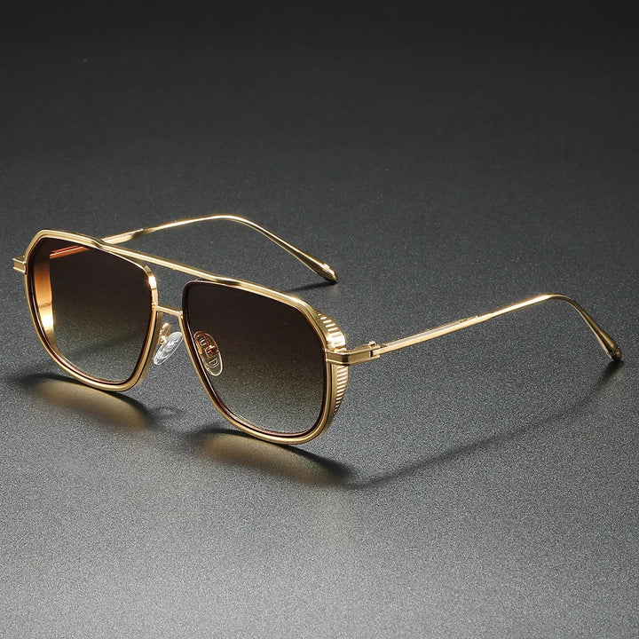 Set of unisex rectangular eyewear with a sleek metal frame and mirrored lenses, a cool fashion accessory