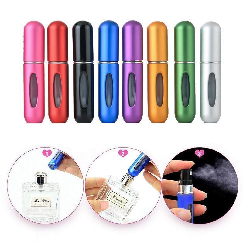 Unisex refillable travel perfume atomizer, 5ml, rose gold, perfect for handbags & travel-friendly