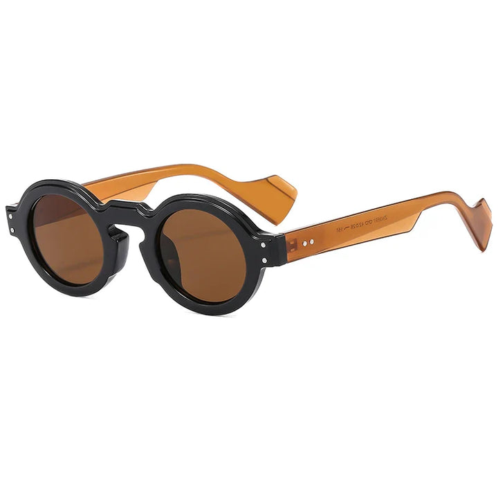Fashionable round acetate sunglasses for men and women, featuring a vintage-inspired retro design.