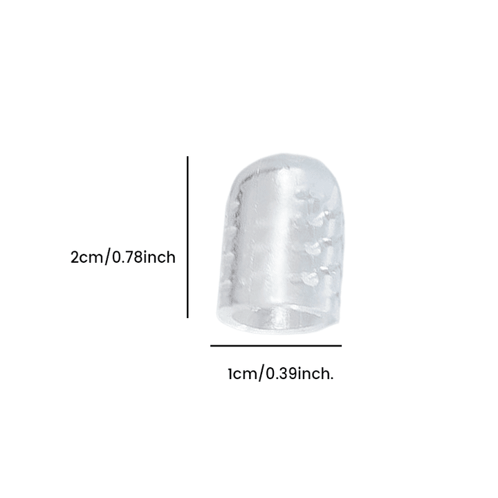 Silicone toe protector against a foot, demonstrating its role in anti-friction foot care