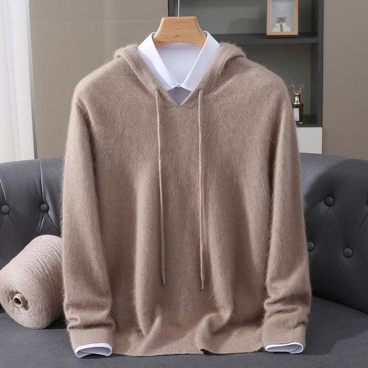 Model wearing a casual unisex soft-touch hoodie, styled for everyday comfort and a relaxed look.