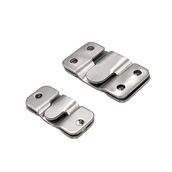 Robust stainless steel interlock buckle bracket, perfect for flush mounting art and signage