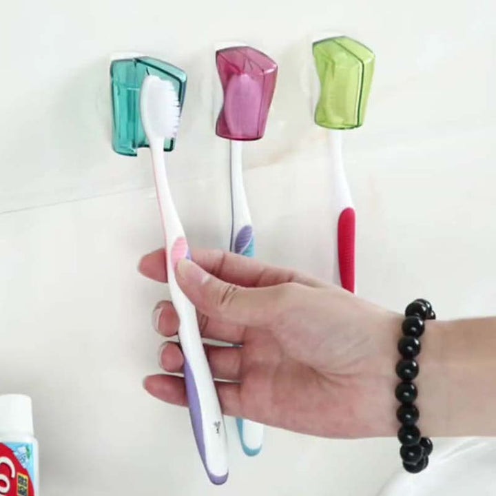Unisex suction cup toothbrush cover in vibrant blue, ideal for travel and bathroom hygiene, 125 characters