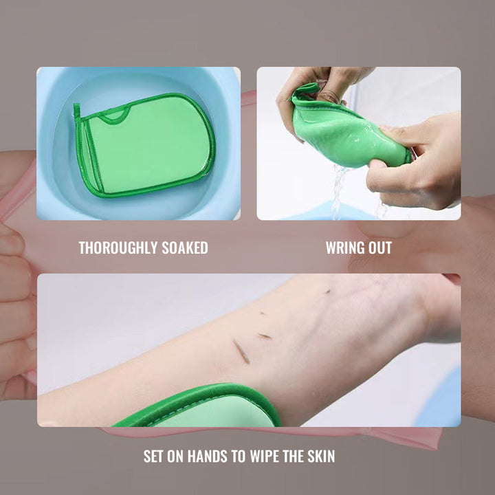 Soft exfoliating mitt for a gentle yet effective body scrub, made of PVA material