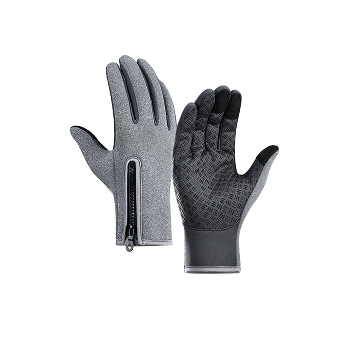 Unisex thermal touchscreen winter gloves absorbing light, showcasing reflective accents for safety