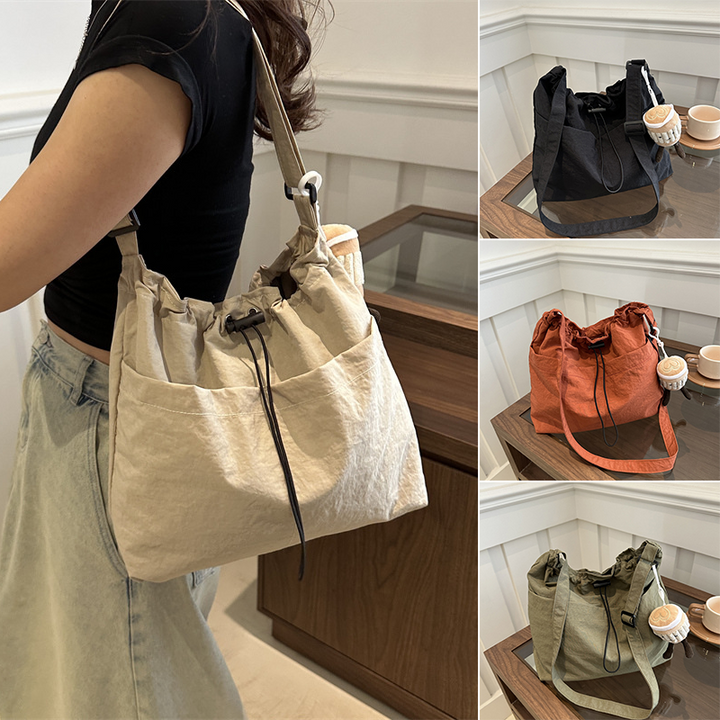 Unisex ultra-light messenger bag, casual nylon crossbody, perfect for daily travel, black