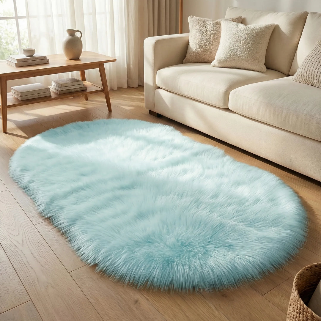 Unisex ultra-soft oval plush area rug, a luxurious and cozy addition to modern home decor.