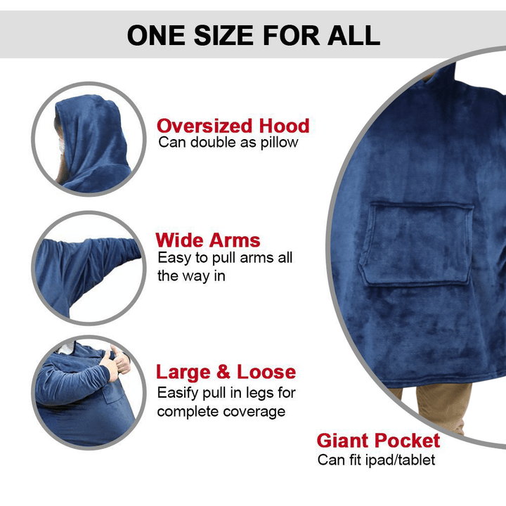 Close-up of the ultra-soft, plush material of the unisex wearable blanket hoodie