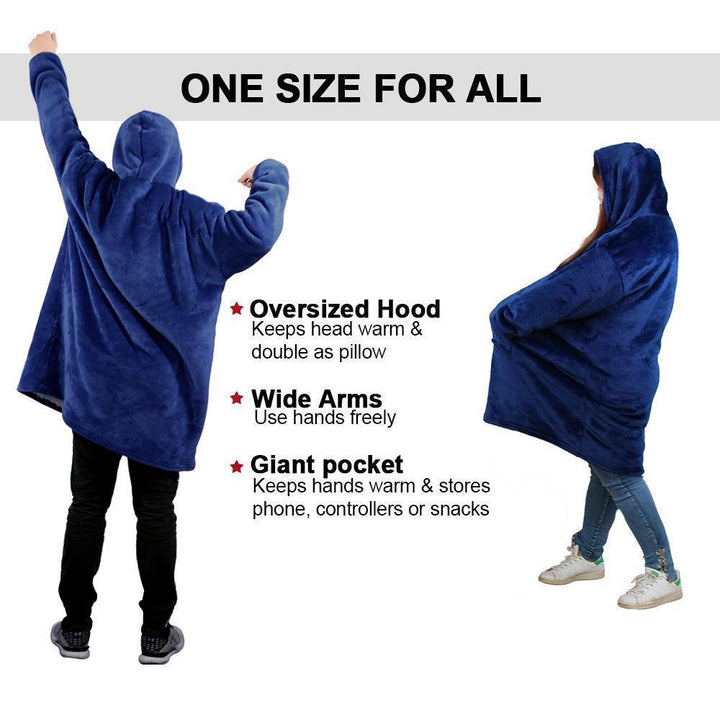 Wearable blanket sweatshirt folded neatly, showcasing its thick and cozy texture, great gift idea