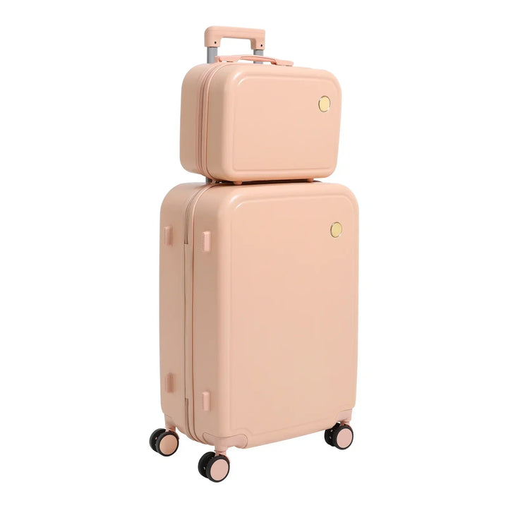 Stylish green hard shell carry-on suitcase from the Vienna Duo set, perfect for organized, durable travel.