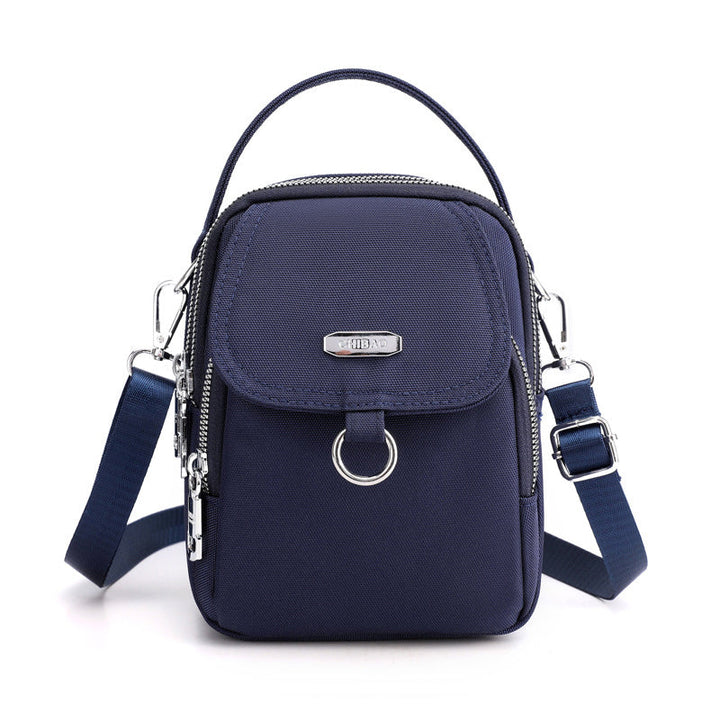 Everyday unisex waterproof shoulder bag, black, featuring a practical multi-pocket layout