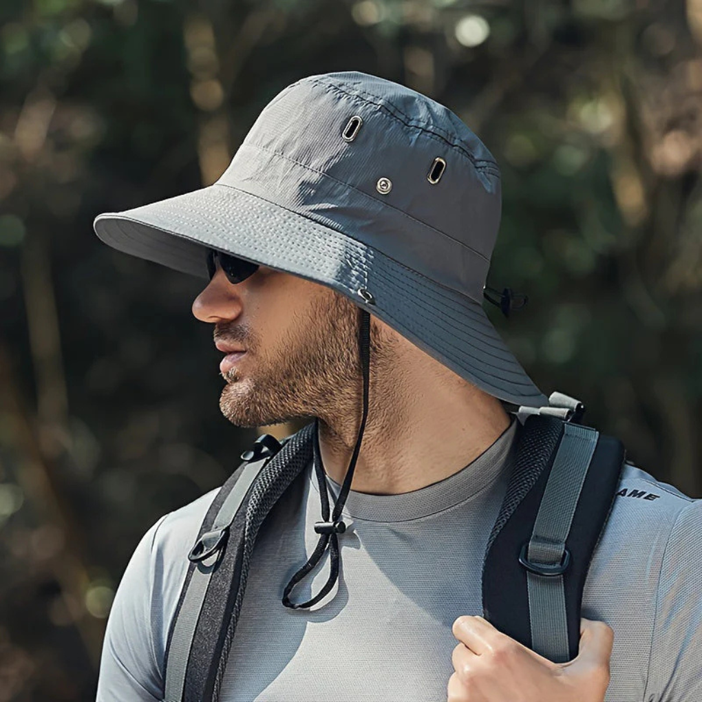 Breathable unisex sun hat, perfect for beach, hiking, and travel. Offers excellent UV protection.