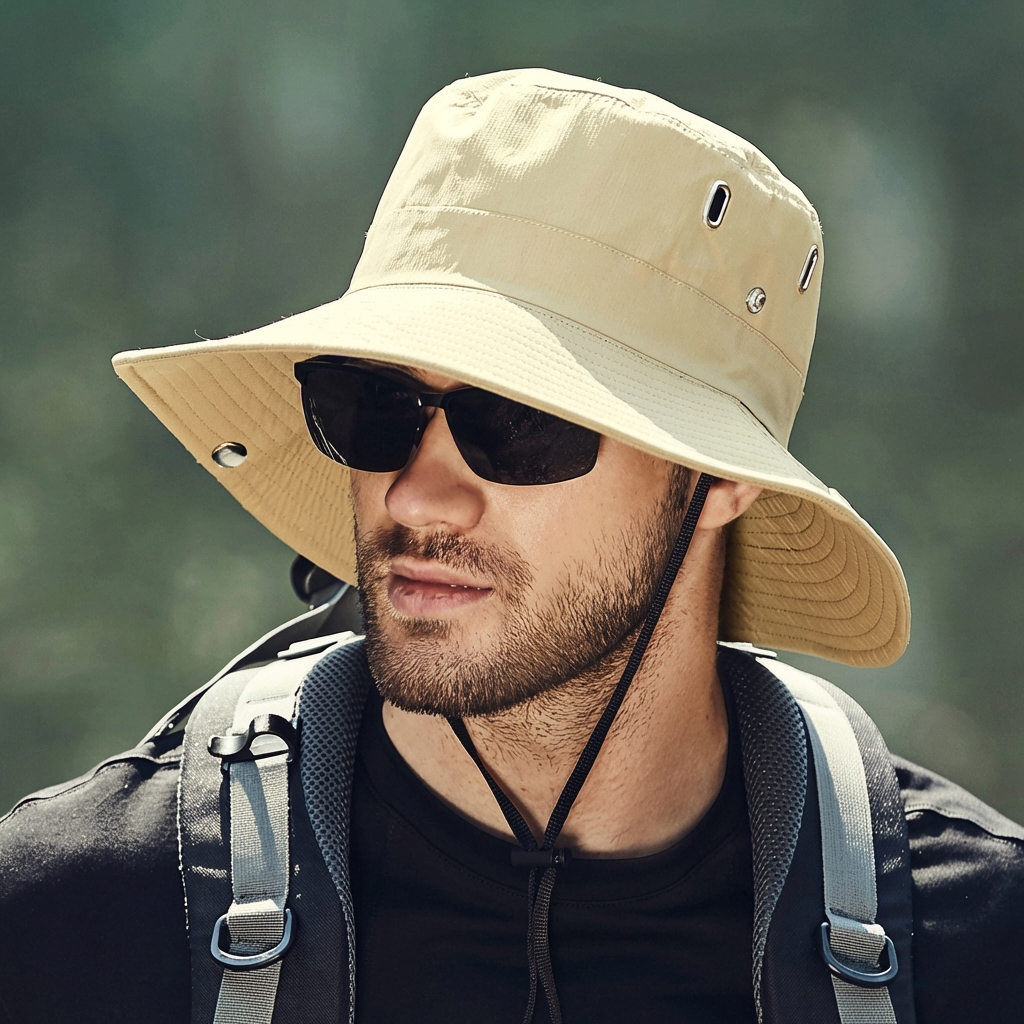 Adjustable unisex UV protection sun hat for hiking & beach, breathable and lightweight for all-day comfort.