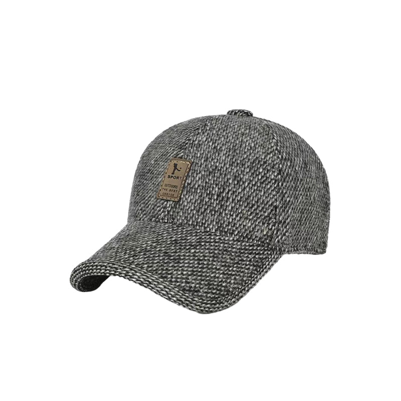 Group of unisex winter baseball caps in various colors: red, black, grey, demonstrating color options