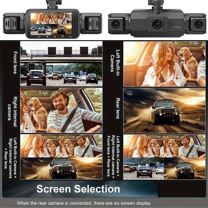 WiFi dash cam with night vision & parking monitor, a universal 4-channel driving recorder for vehicle security.