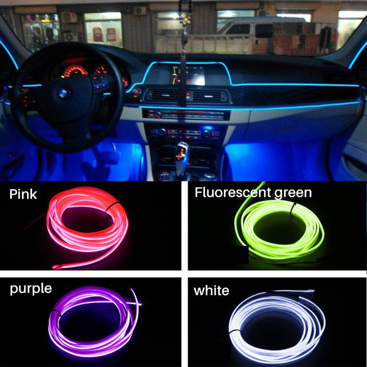 Ambient LED lighting kit for car interior, USB plug-and-play, auto decorative accessory