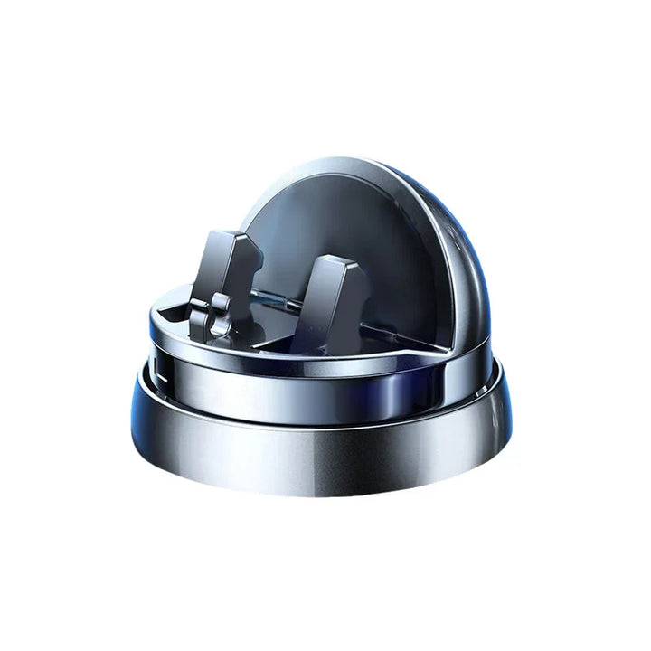 Adjustable car phone mount: auto-clamp and 360° rotation for diverse smartphone models and car types.