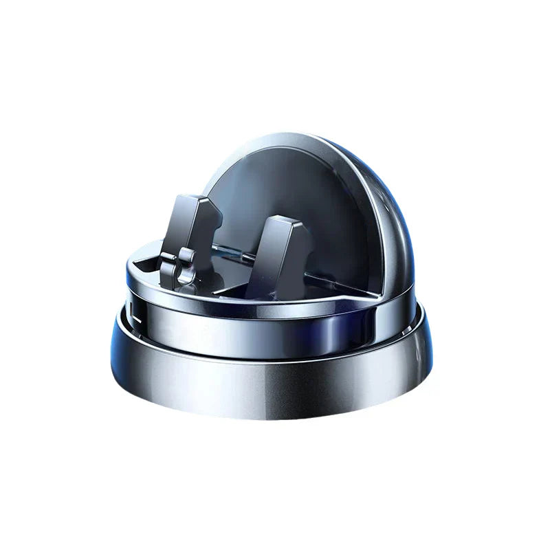 Universal car mobile holder with auto-clamp and 360° rotation positioned for easy driver access.
