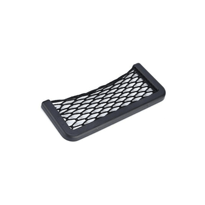 Interior car storage net pocket, universal fit organizer for improved car tidiness and organization.