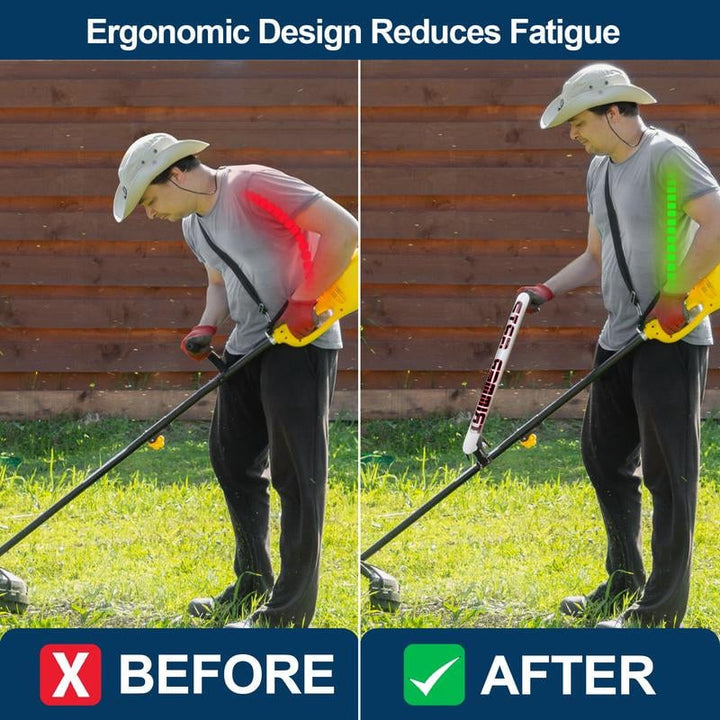Black ergonomic handle extension, durable and a universal fit for trimmers & weeders