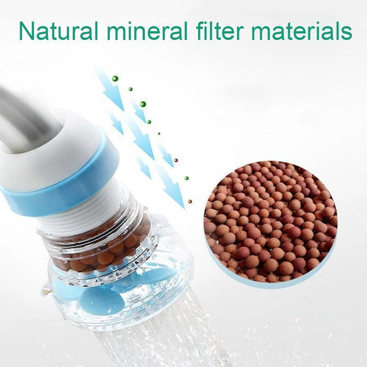 Kitchen faucet with universal filter, illustrating water flow for cleaner, purer water. Essential accessory.