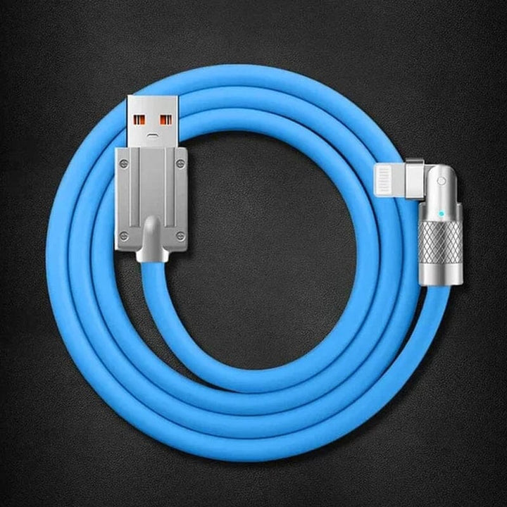 Variety of universal rotating fast charge USB cables in different lengths.
