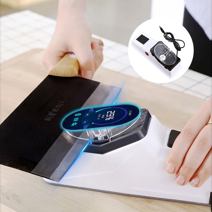 Front view of the USB electric kitchen knife sharpener, ready for use