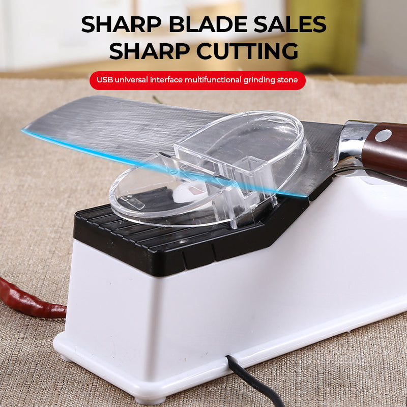 Portable USB electric kitchen knife sharpener, modern design, black finish