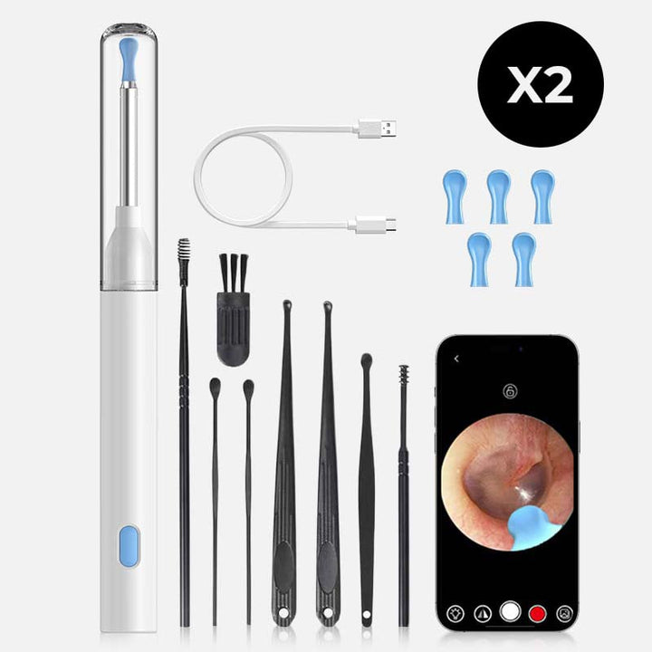 Gift-ready visual ear wax removal kit with HD camera, USB rechargeable for convenient use.