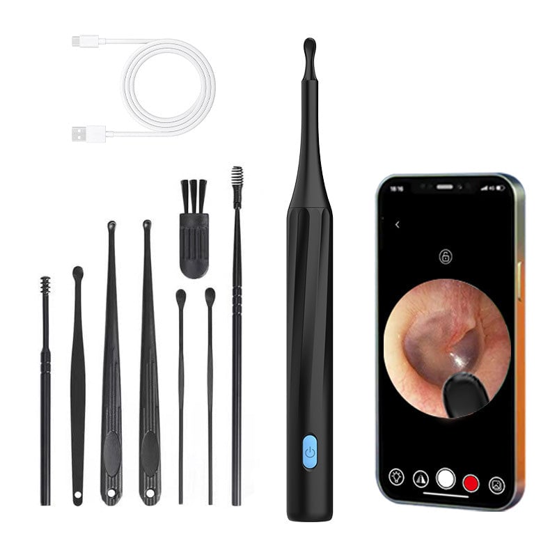 Advanced ear wax removal kit with HD camera, rechargeable for clear and safe ear canal inspection.