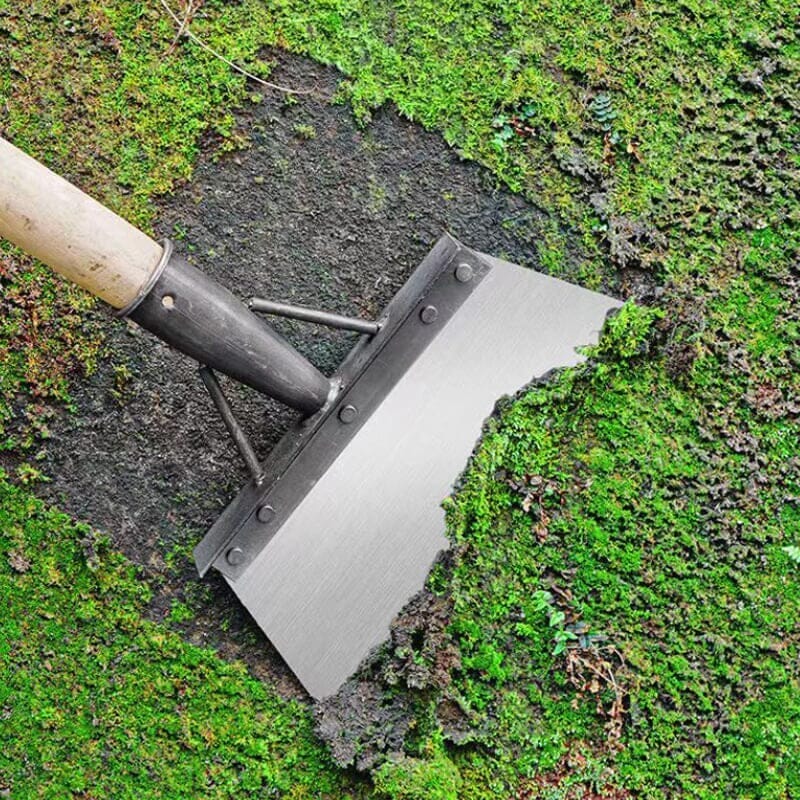 Efficient cleaning tool: garden shovel & weed remover. Stainless steel blade.