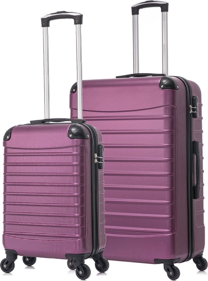 Durable purple hardside 2-piece luggage set, perfect for carry-on & checked travel needs.