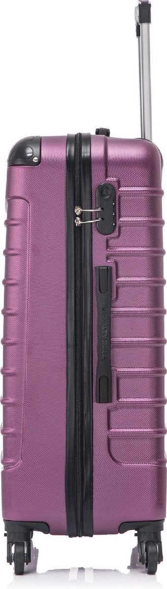 Purple 2-piece hardside wheeled luggage set with 360-degree spinner wheels for effortless travel.
